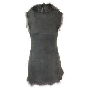 Gilet Lungo da Donna in Vera Pelle Grigia e Pelo di Montone Shearling Toscana - Infinity Leather - 6