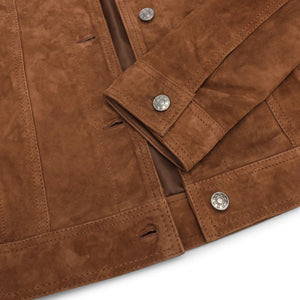 Giacca da Donna Vintage Retrò Stile Jeans Moto Biker Corta Vera Pelle Scamosciata - Nocciola - Infinity Leather - 7