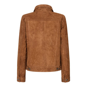 Giacca da Donna Vintage Retrò Stile Jeans Moto Biker Corta Vera Pelle Scamosciata - Nocciola - Infinity Leather - 8