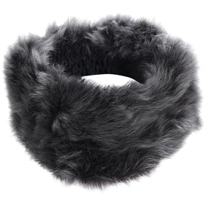 Women's Toscana Sheepskin Elasticated Headband Neck Scarf - Black - Infinity Leather - 2