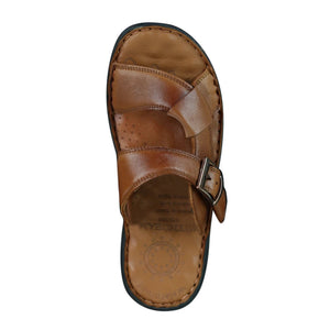 Wyndham W07 - Mens Real Leather Slip On Mules Sandals Strap Buckle Premium Comfort Waterproof Walking - Tan - Wyndham - 23