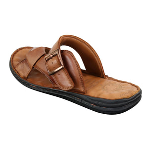 Wyndham W07 - Mens Real Leather Slip On Mules Sandals Strap Buckle Premium Comfort Waterproof Walking - Tan - Wyndham - 24